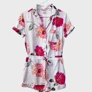 Victoria’s Secret Satin Floral Romper Sleepwear size small